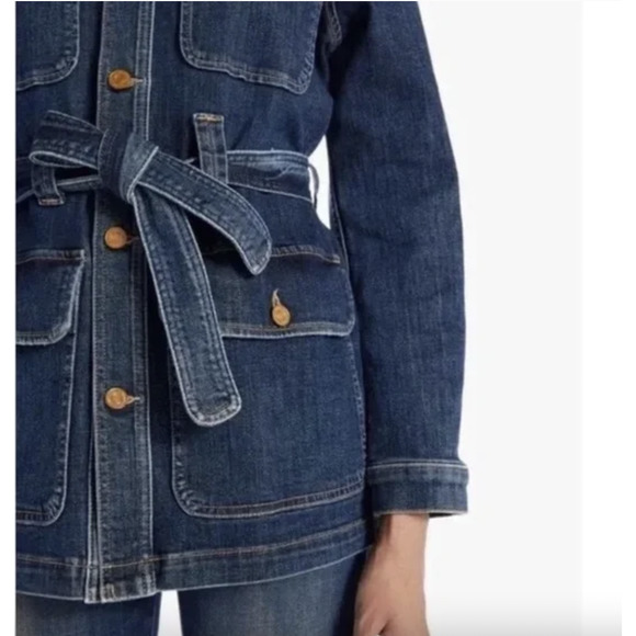 MOTHER Belted Veteran Denim Jacket in Wicked Wildflower wash XS - Picture 5 of 13